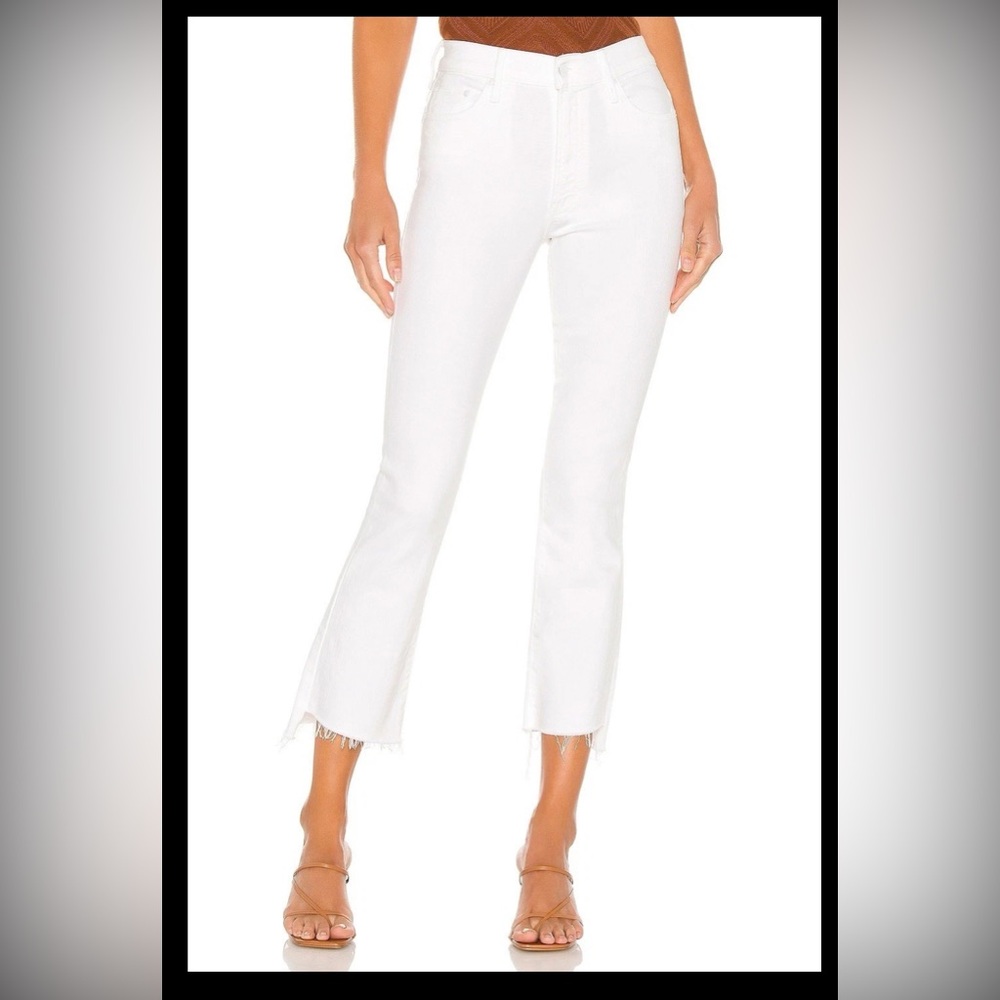 Mother Denim The Insider Crop Step Fray Fairest of them All White Jeans Sz25